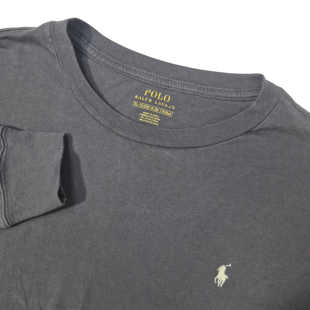 Polo Ralph Lauren Long Sleeve T-Shirt Boys XL 18-20 Gray Cotton Pony Logo Casual